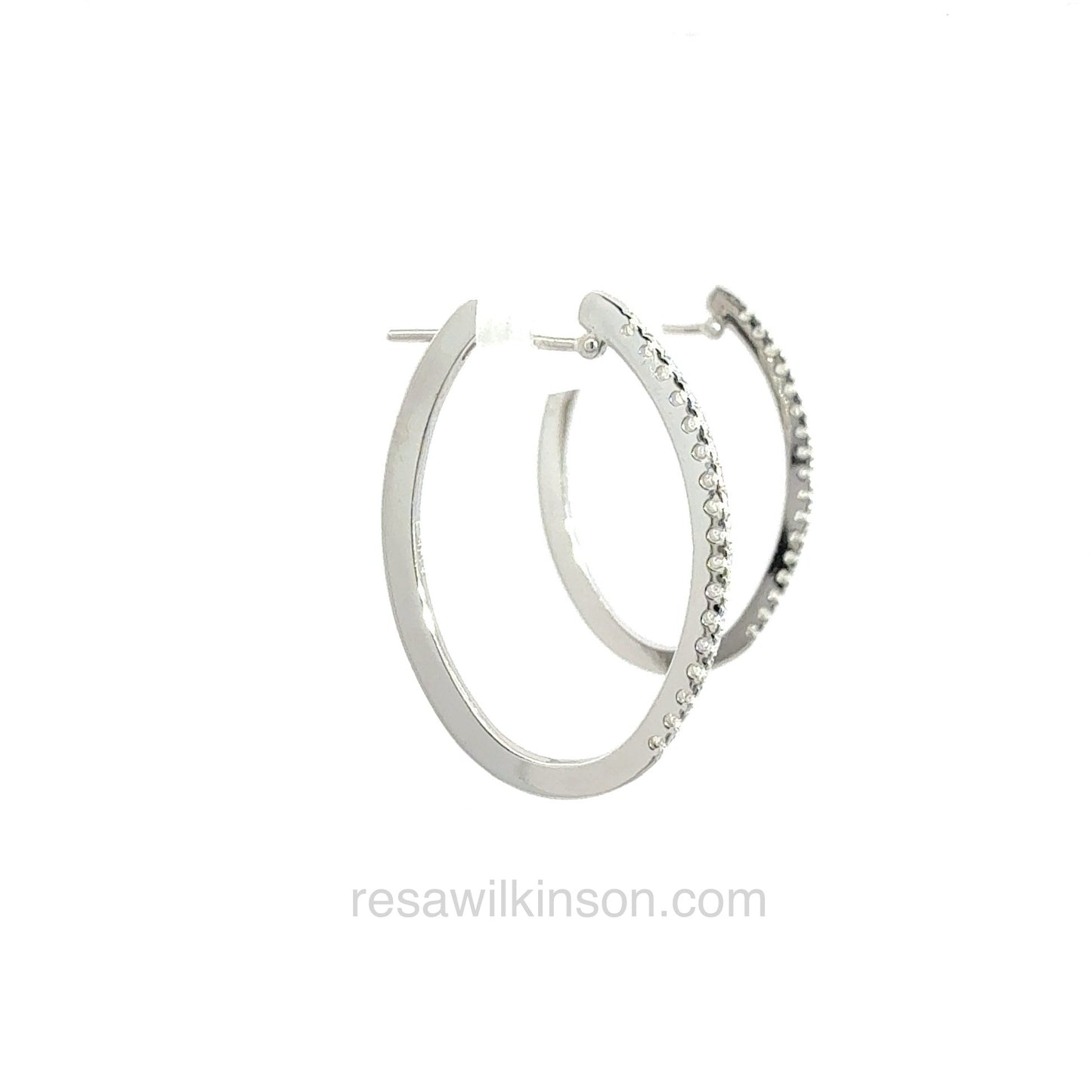 Natural Diamond Hoop Earrings 1/3 Carat 14k White