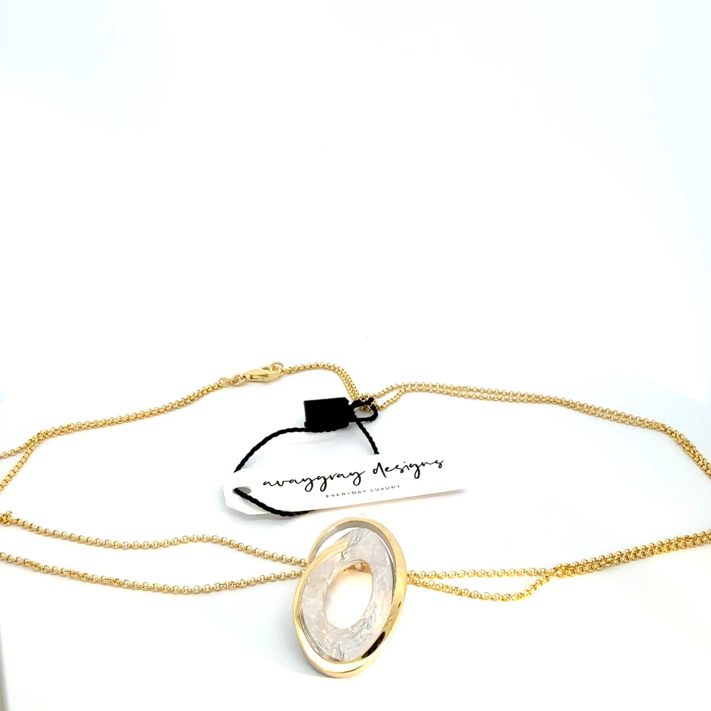 Oval Abstract Pendant on Double Chain Select Your Color