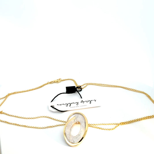 Oval Abstract Pendant on Double Chain Select Your Color