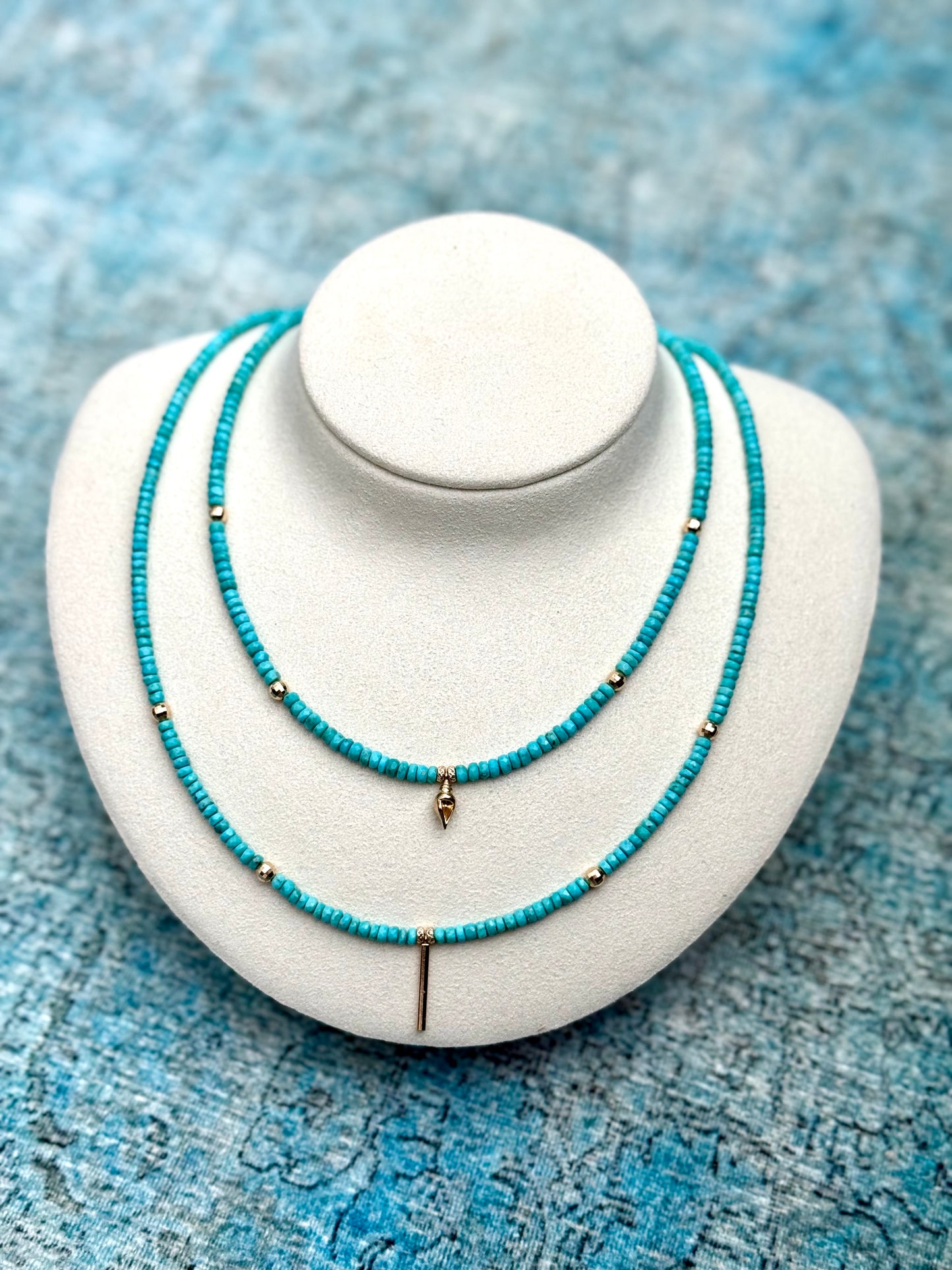 Fine Turquoise and 14k Gold Choker or Necklace
