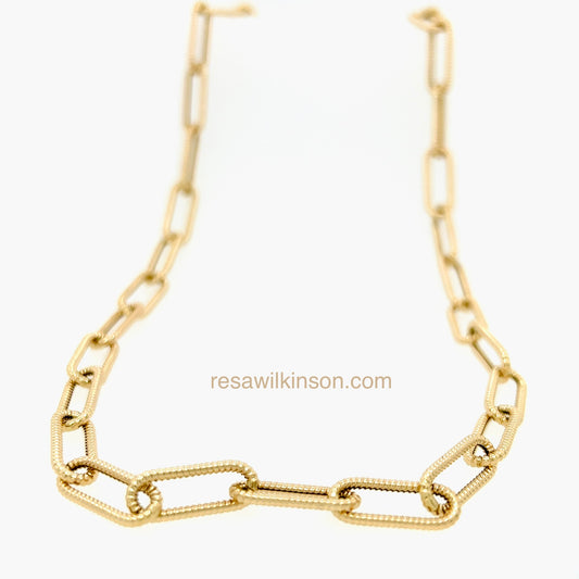Gold Twist Rectangle Shape Necklace