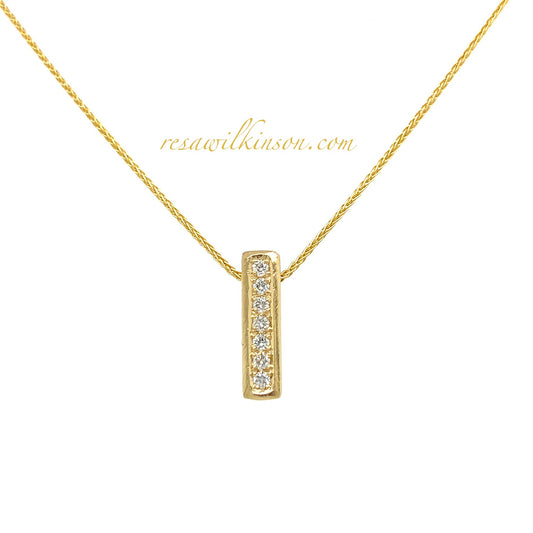 Diamond Bar Brushed Gold on Wheat Style Adjustable Chain