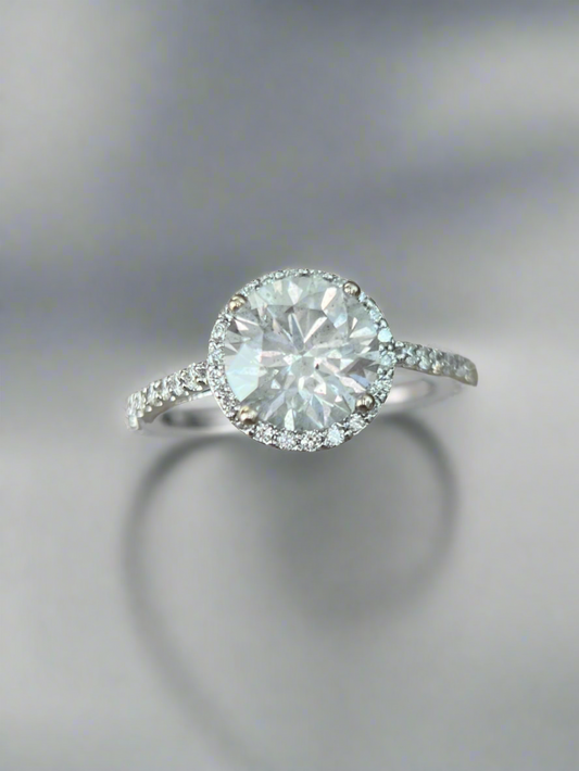 Fancy Opaque White 2.04 Carat Natural Diamond Halo Engagement