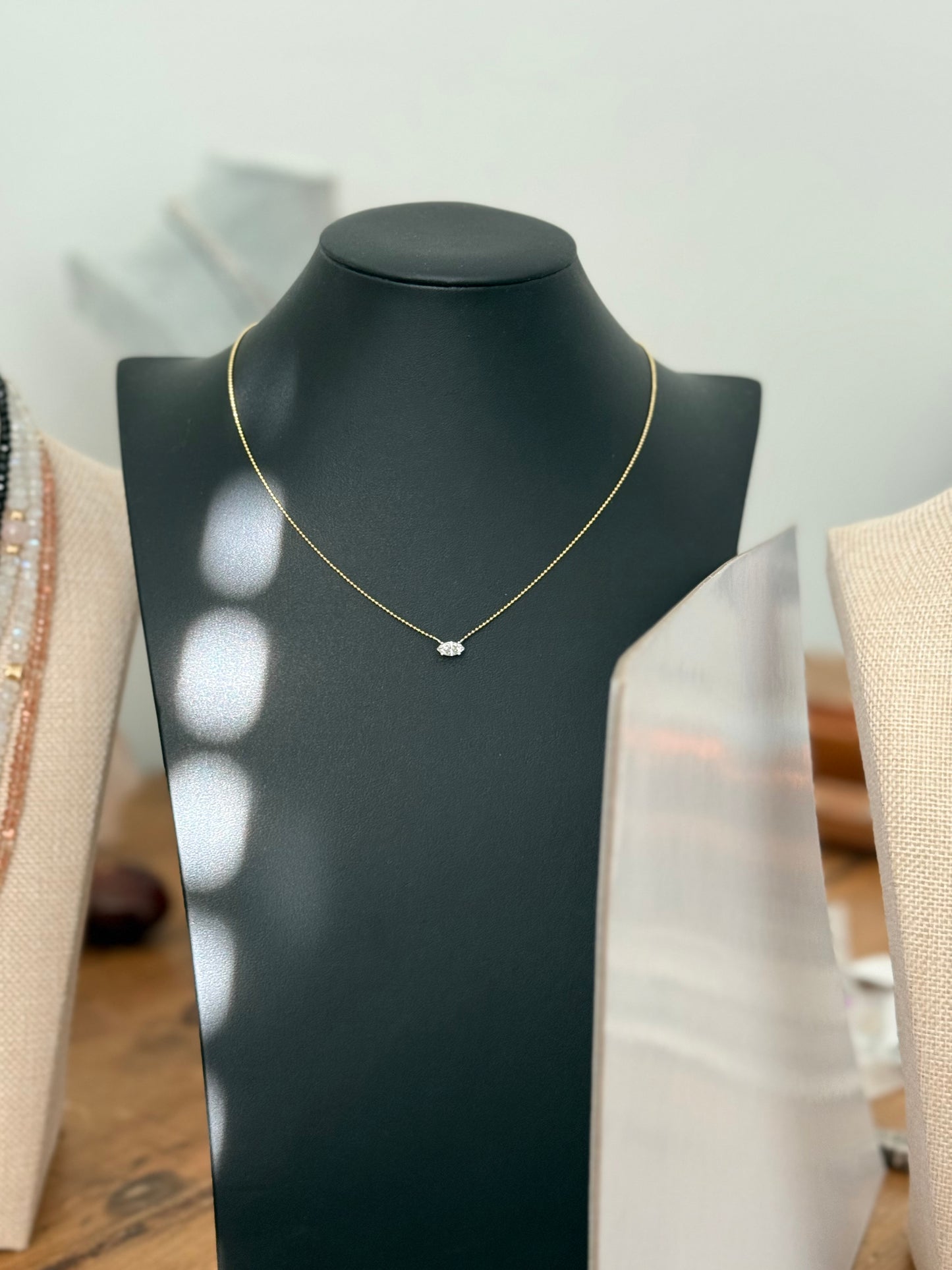 Marquise Diamond East West Solitaire Necklace