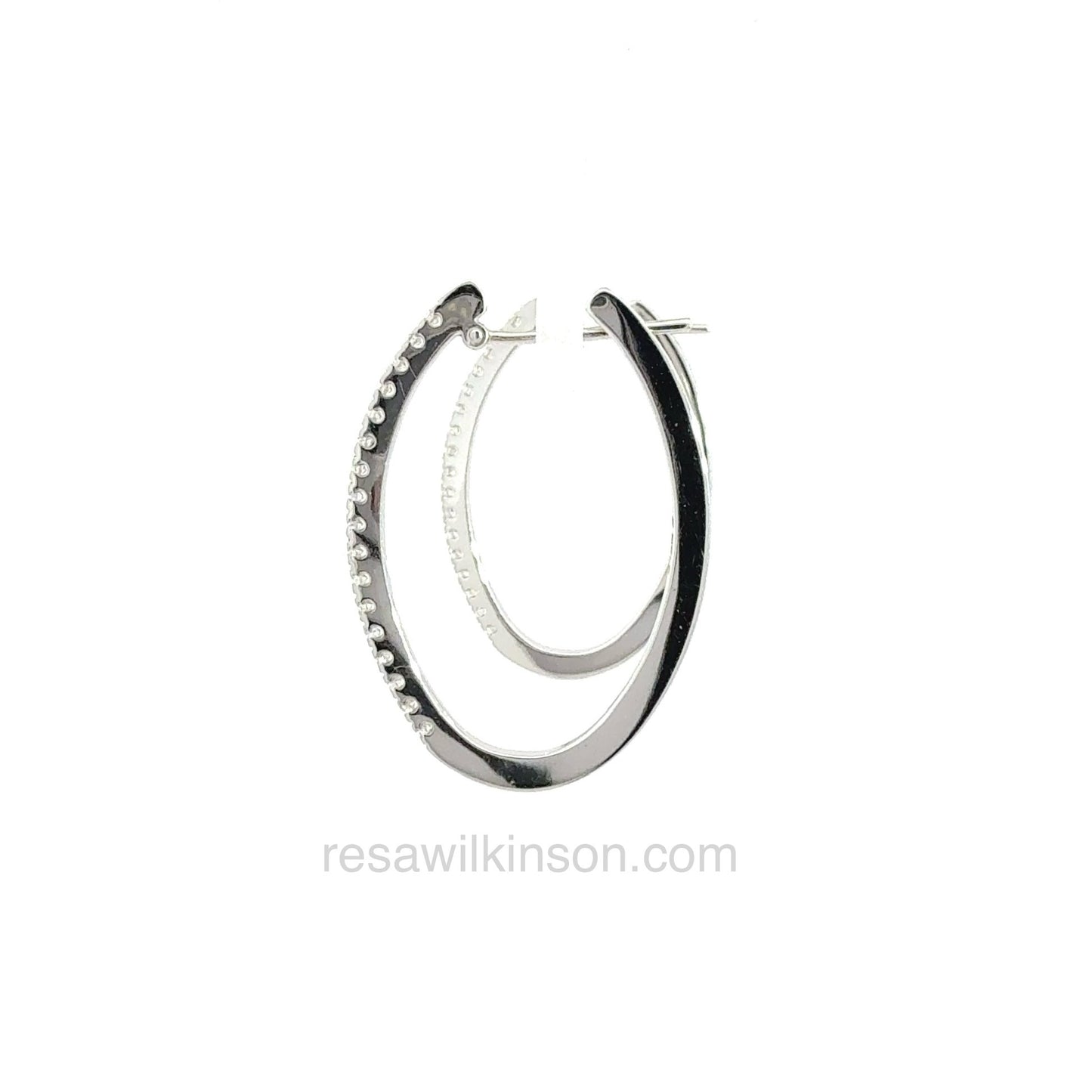 Natural Diamond Hoop Earrings 1/3 Carat 14k White