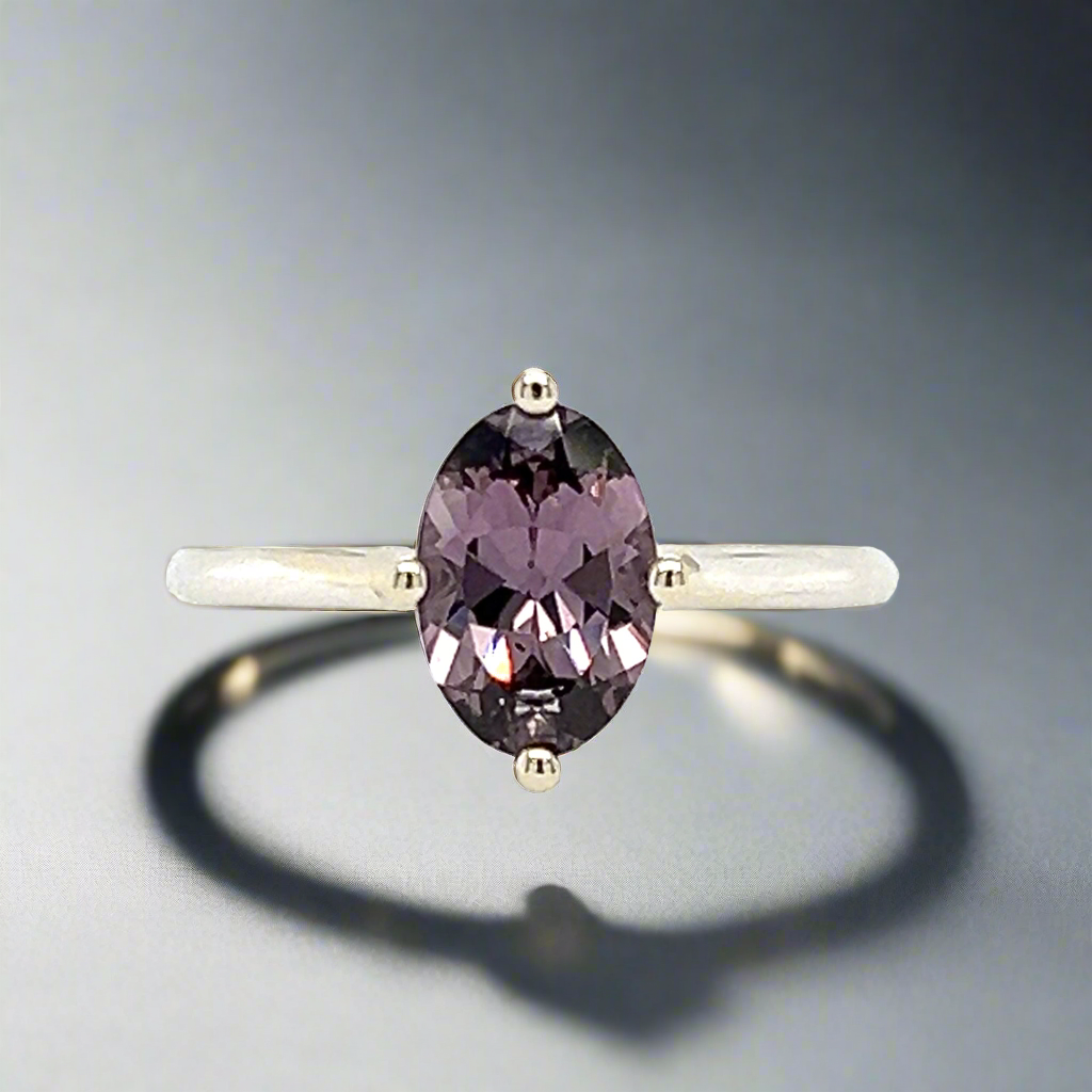 Natural Oval Purple Spinel Engagement Ring