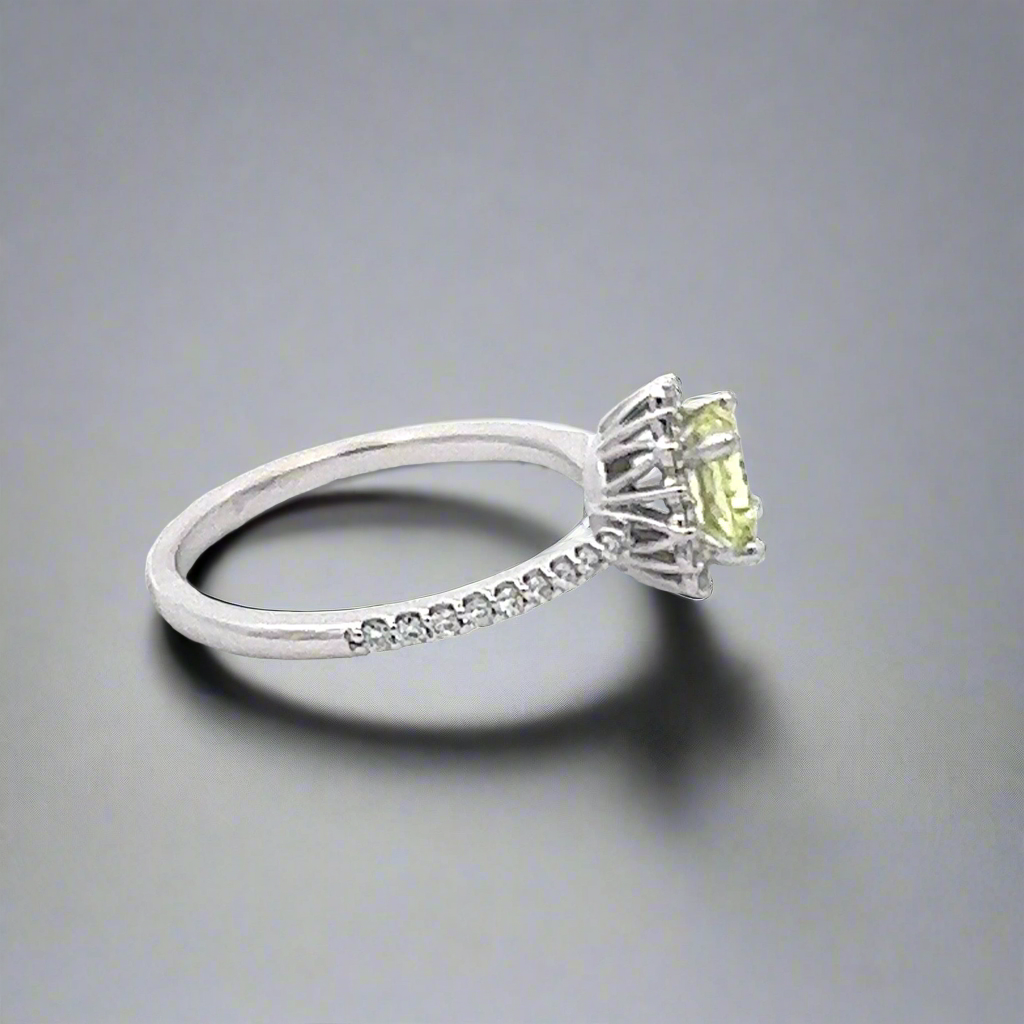 Chrysoberyl and Diamond Halo Engagement Ring Custom Gemstone