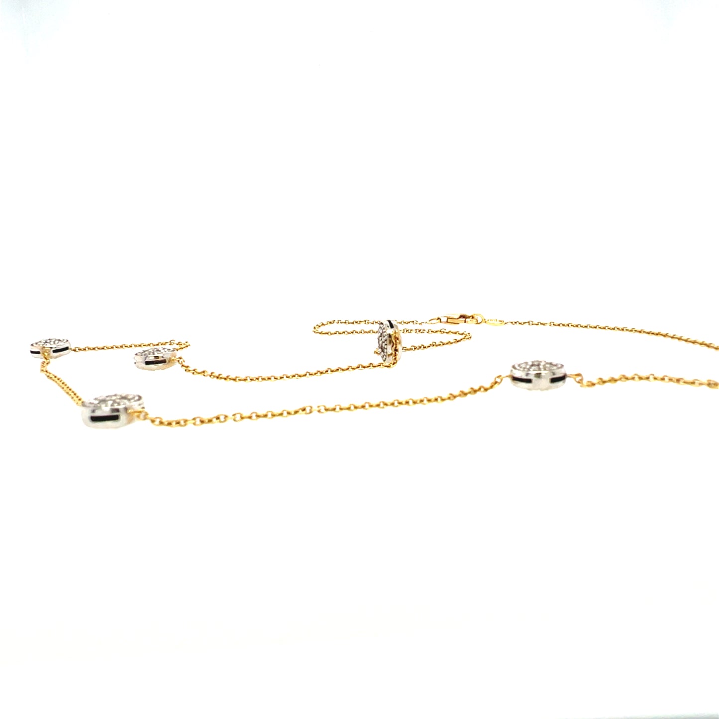 Double Sided Diamond Button Necklace 18k Two Tone