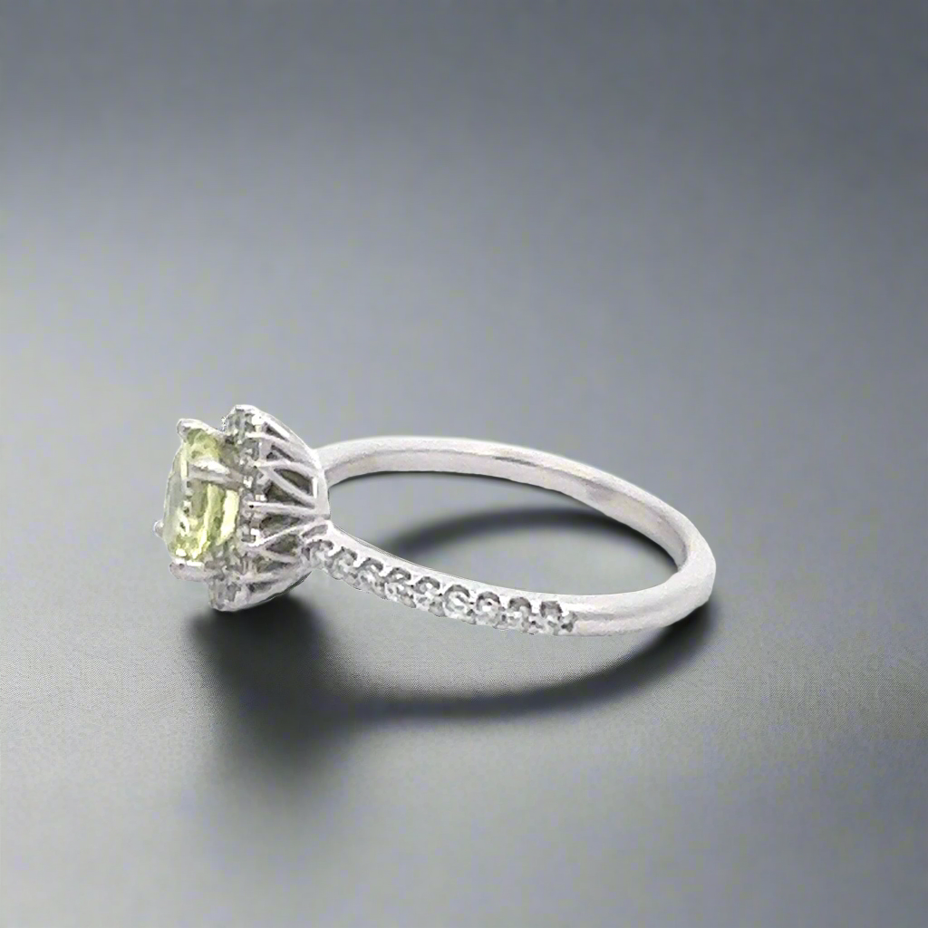 Chrysoberyl and Diamond Halo Engagement Ring Custom Gemstone