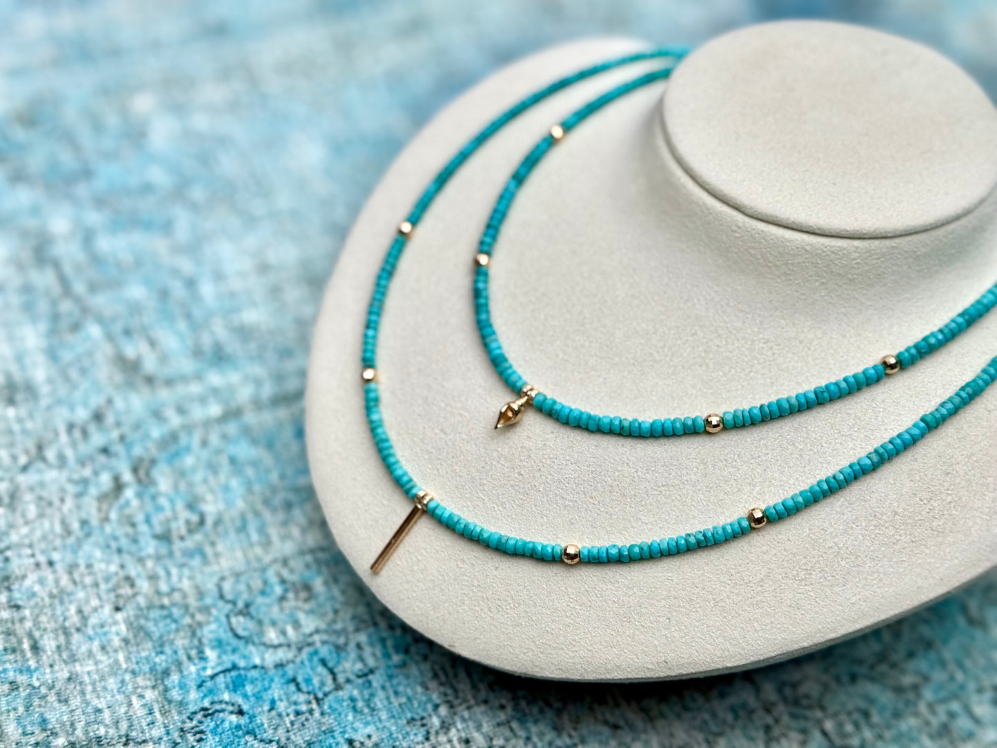 Fine Turquoise and 14k Gold Choker or Necklace
