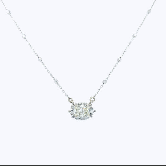 Oval Natural Diamond Halo Necklace 1.29 Carats