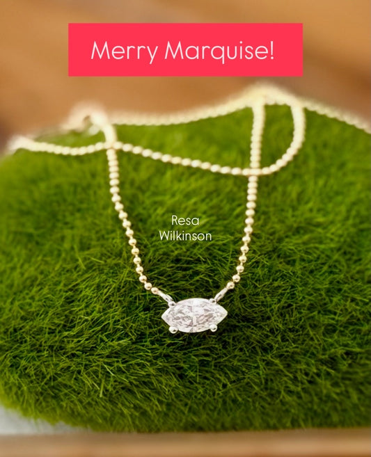 Marquise Diamond East West Solitaire Necklace