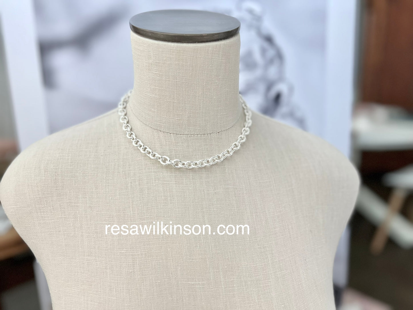 Classic Thick Cable Chain Choker Sterling Silver