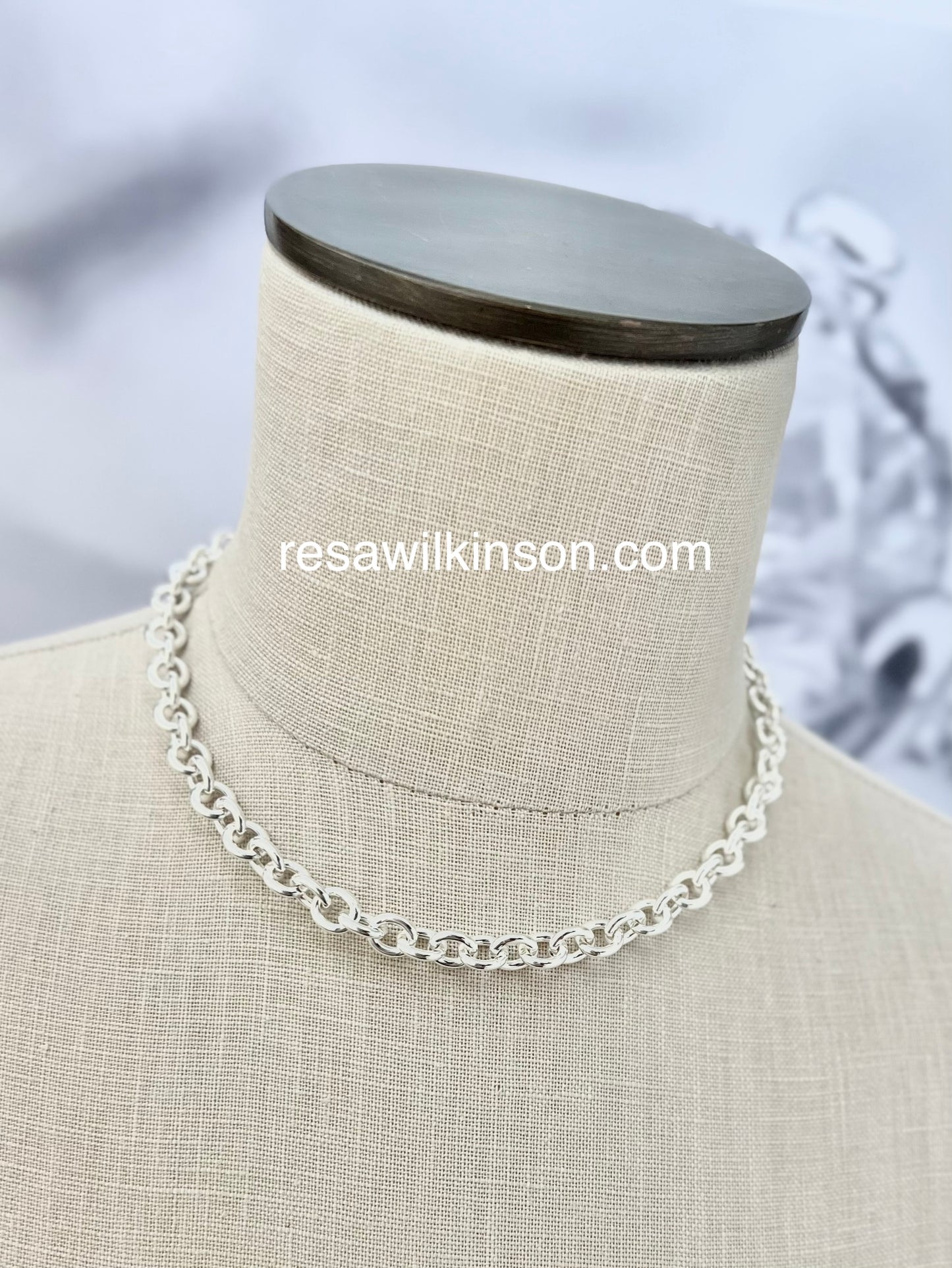 Classic Thick Cable Chain Choker Sterling Silver