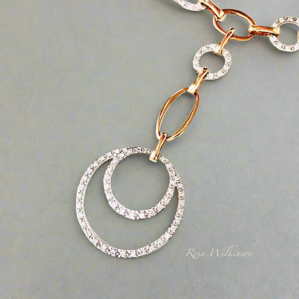 Diamond Circle Necklace Two Tone Luxury