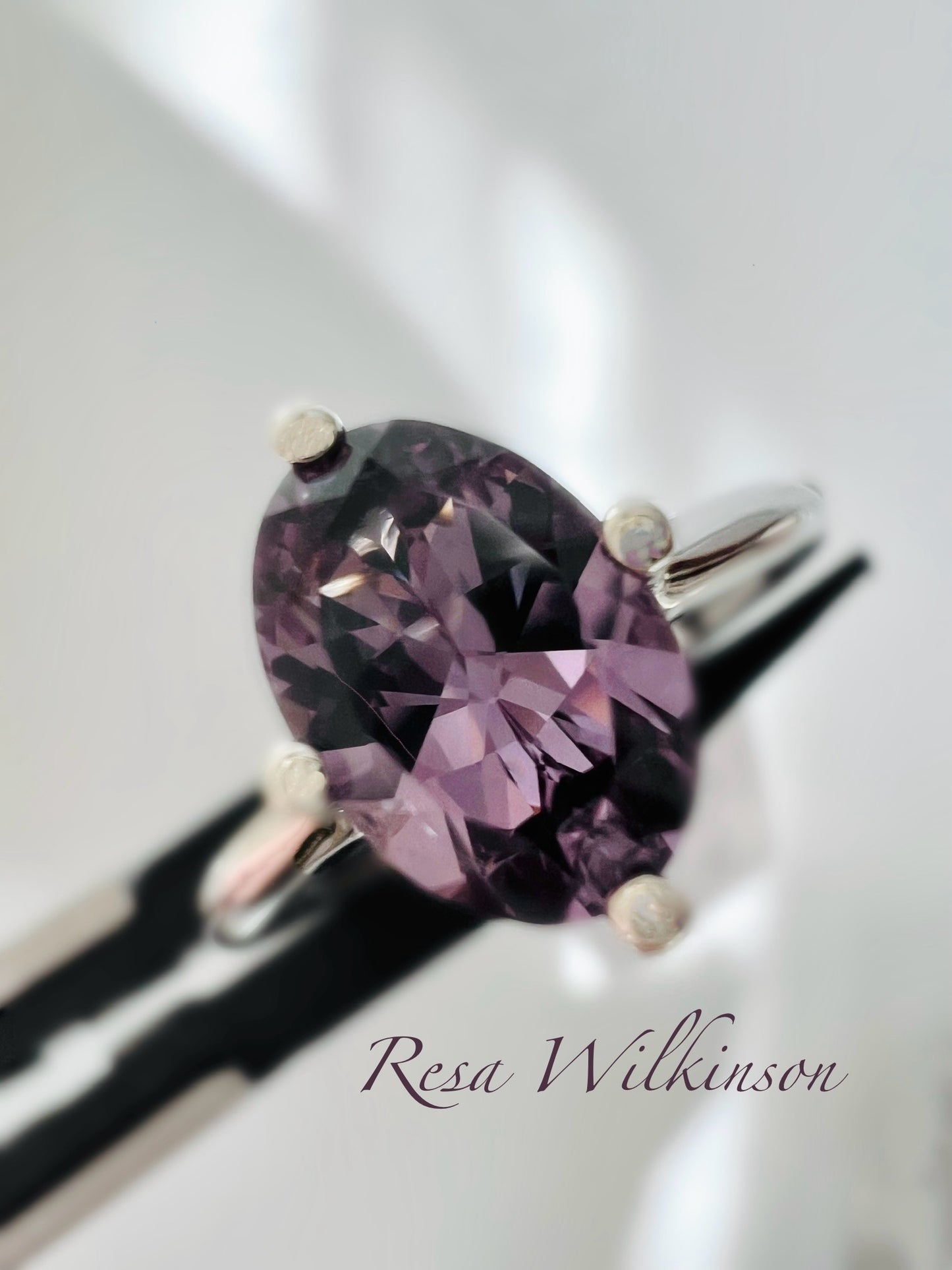 Natural Oval Purple Spinel Engagement Ring