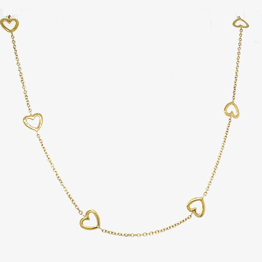 Hearts All Around Station Necklace 14k Italian Gold