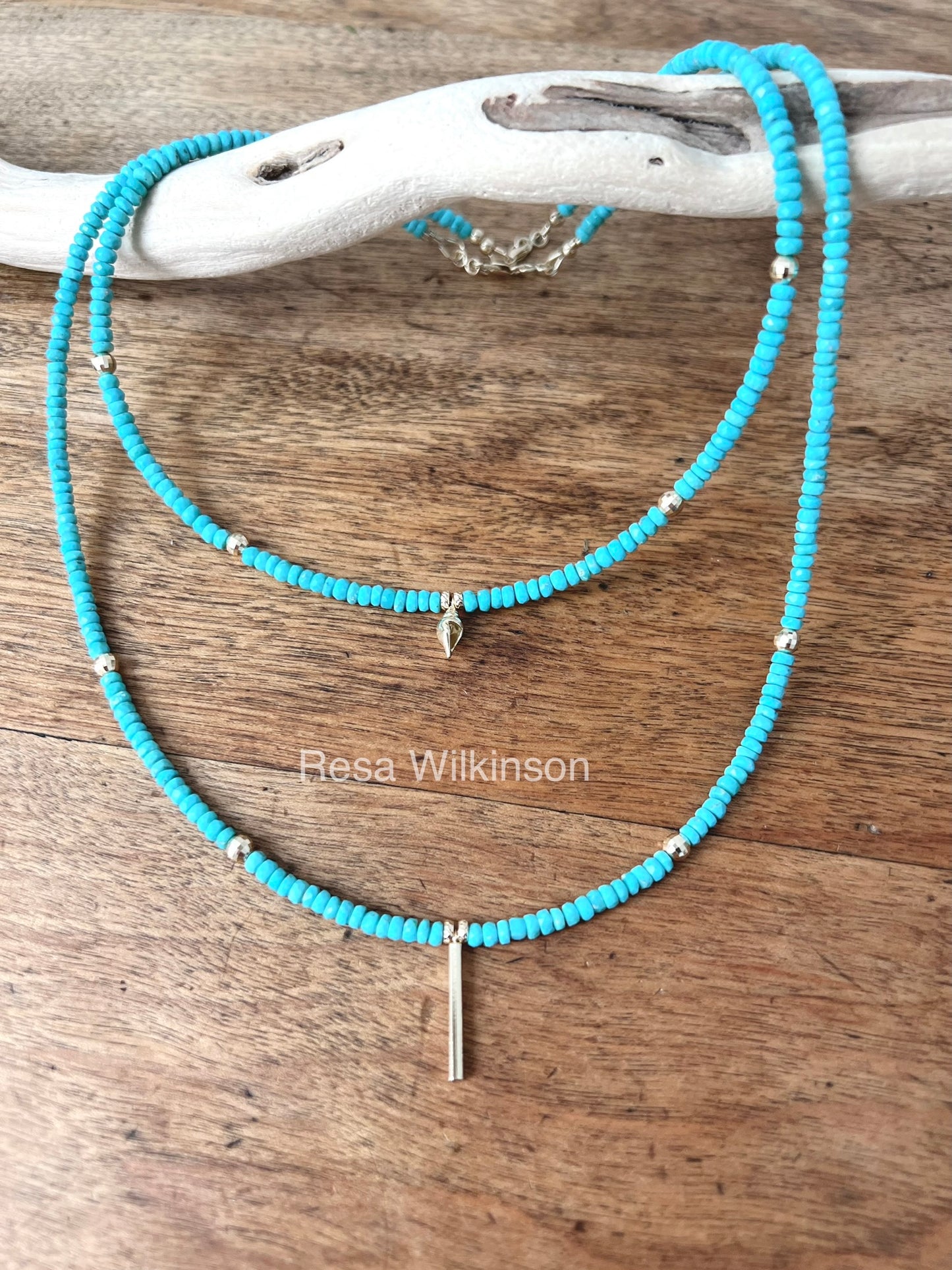 Fine Turquoise and 14k Gold Choker or Necklace