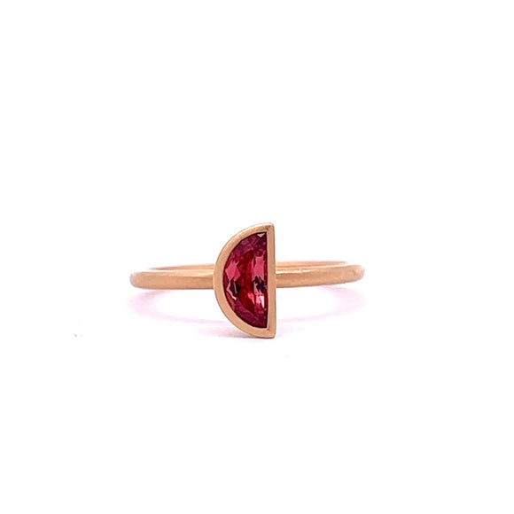 Half Moon Red Spinel Ring 18k