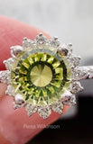 Chrysoberyl and Diamond Halo Engagement Ring Custom Gemstone