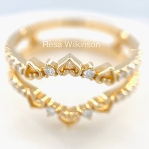 Heart and Diamonds Ring Enhancer Yellow Gold