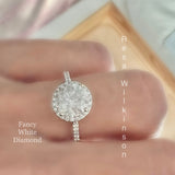 Fancy White Natural Diamond Halo Engagement
