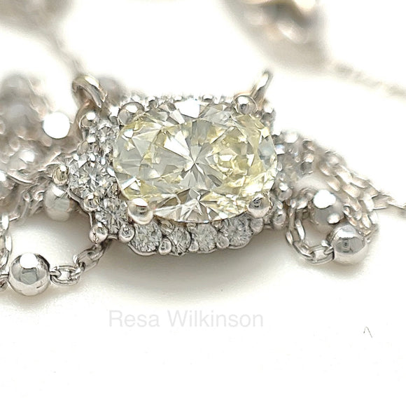Oval Natural Diamond Halo Necklace 1.29 Carats