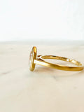 Hexagon White Zircon Natural Gemstone Ring 18k