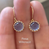 Blue Chalcedony Crown Set Dangle Earrings