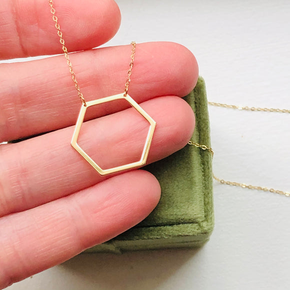 Hexagonal Mid Century Minimalist Necklace