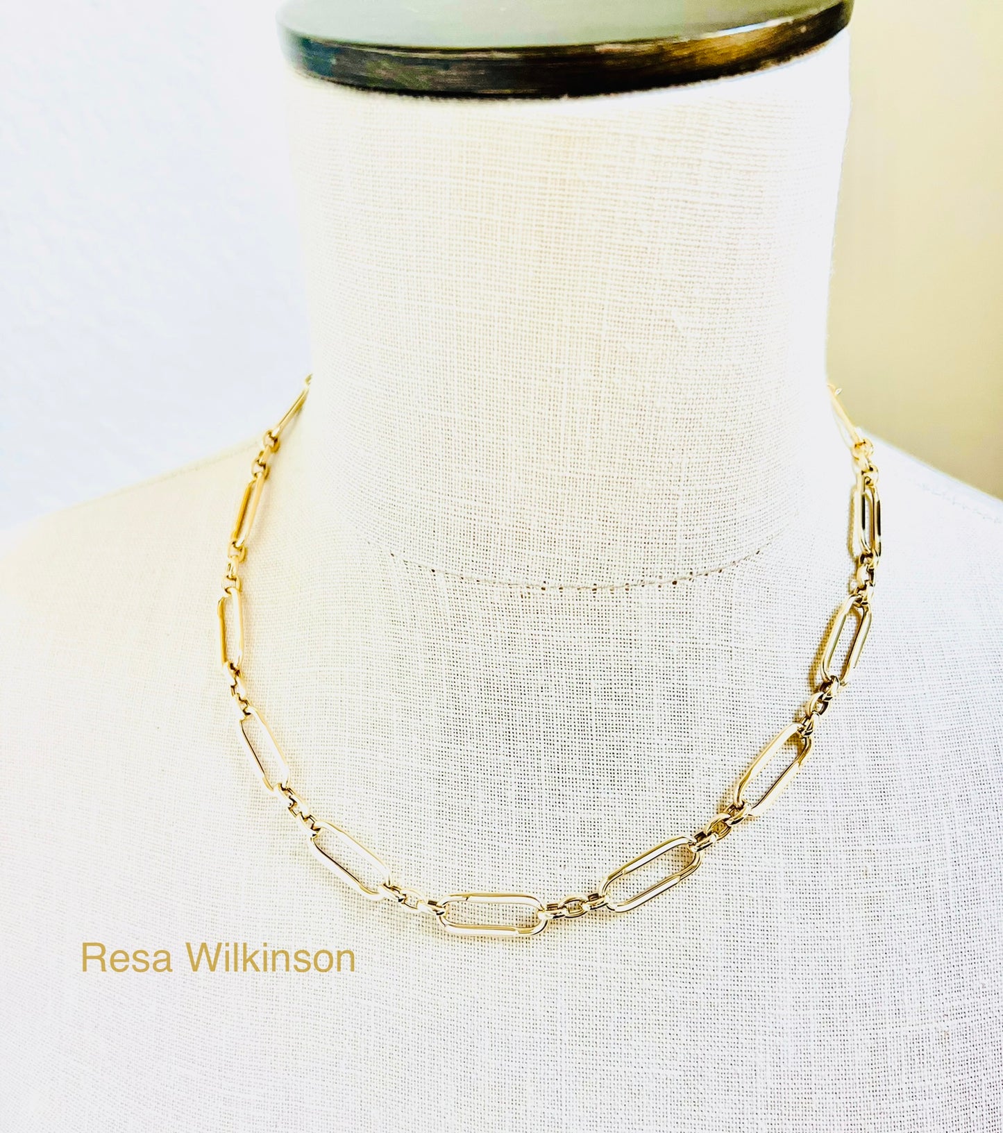 Mixed Links Gold Statement Necklace