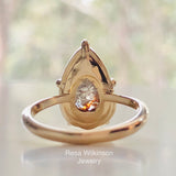 Rose Cut Natural Diamond Pear Shape Ring