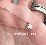 Diamond Bezel Set Solitaire Necklace 14k Rose Gold