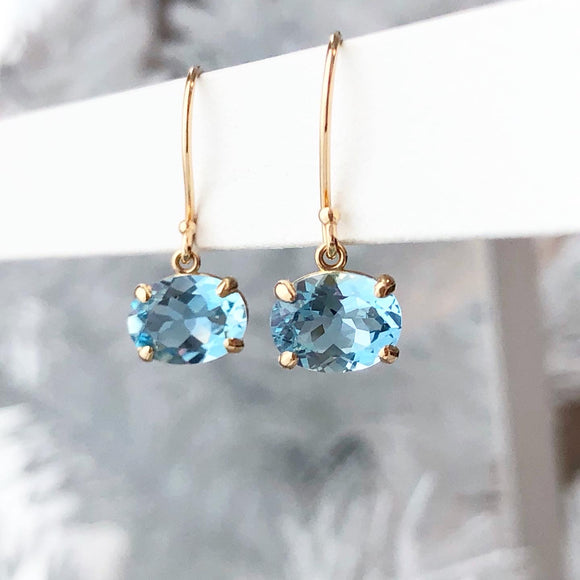 Mozambique Aquamarine East West Earrings Rare Gemstones