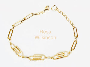 Diamond Paper Clip Bracelet