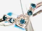 Teal Blue Diamond Contour Ring White Gold Accent Ring