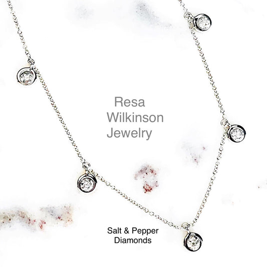 Salt and Pepper Diamond Necklace 18k white