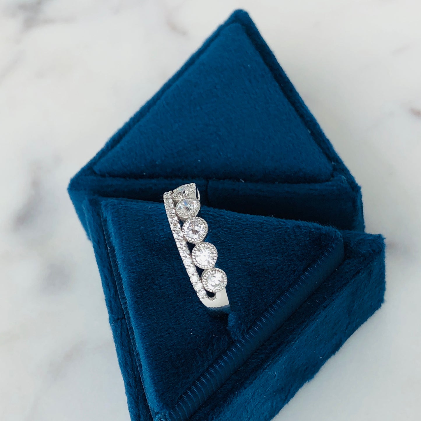 One Carat Double Row Diamond Anniversary Ring