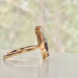 Rose Cut Natural Diamond Pear Shape Ring