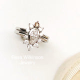 Marquise Diamond Halo Engagement with matching Diamond Ombre Band