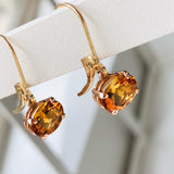 Citrine Rose Gold Dangle Earrings