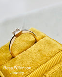 Square Natural Diamond Bezel Set Ring Minimalist Style
