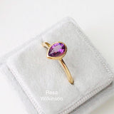 Pear Shape Purple Sapphire Bezel Set Ring 18k Gold
