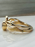 Pink Spinel Gold Leaf Ring Nature Inspired