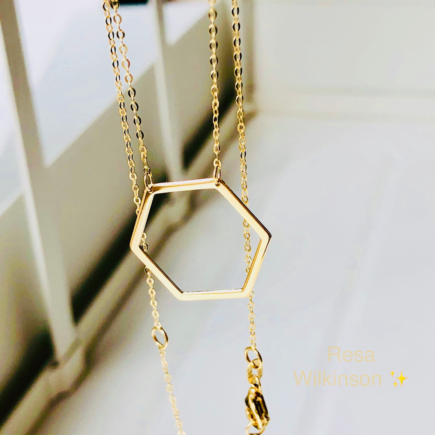 Hexagonal Mid Century Minimalist Necklace