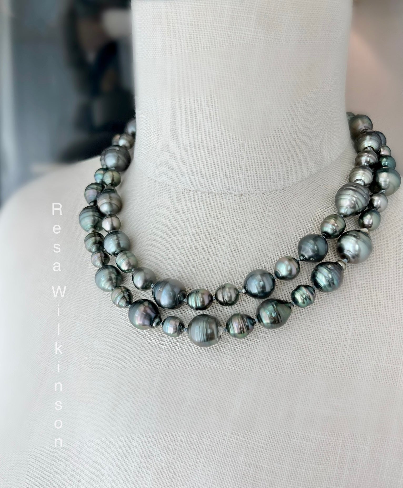 8.7MM - 11.5X13.8MM Black Baroque Tahitian Pearl Necklace, 14K Clasp,