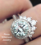 Sea Mist Blue Tourmaline and Diamond Ring White Gold