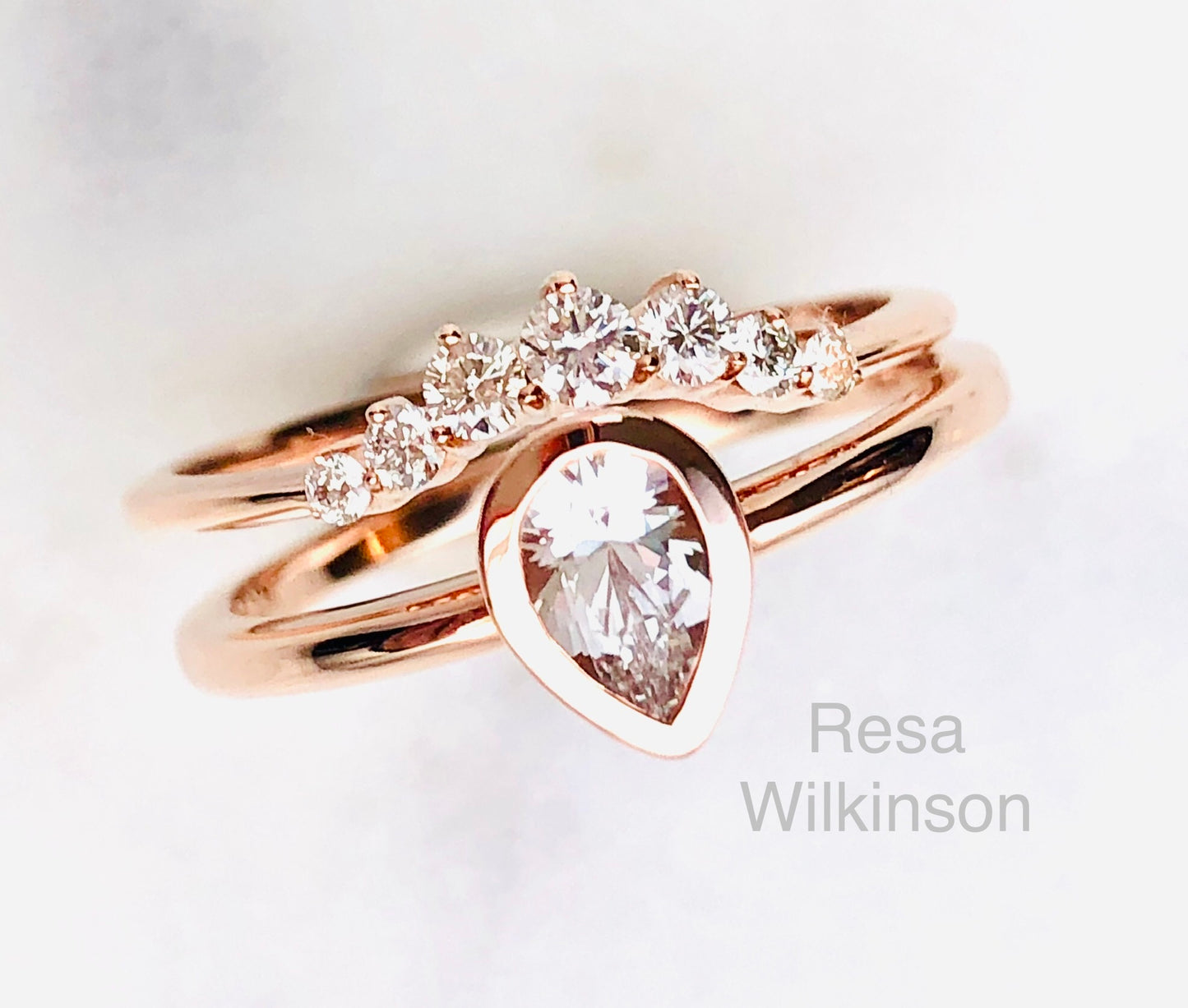 Pear Shaped White Sapphire Engagement Ring