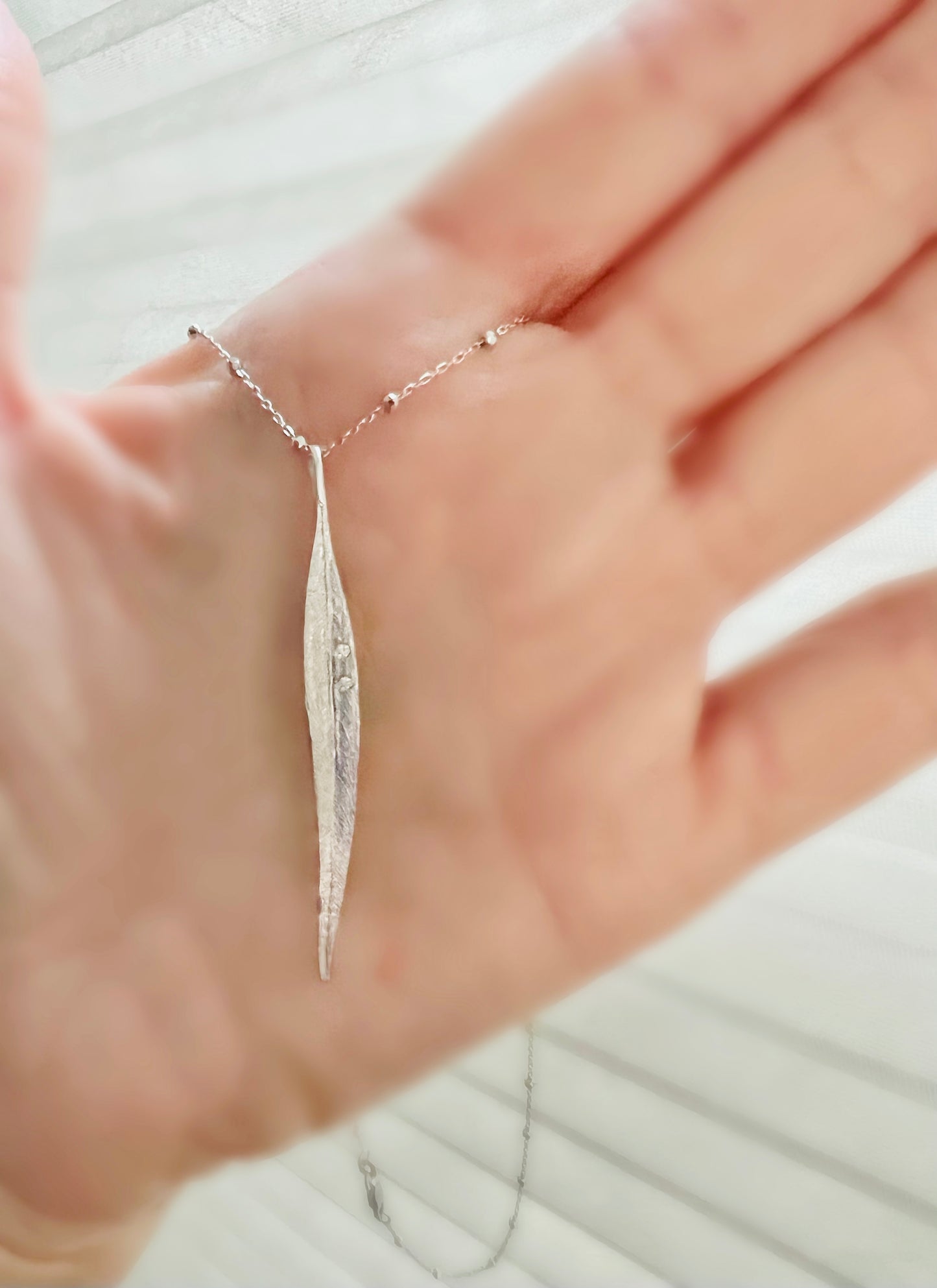 Diamond White Leaf Necklace