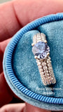 Blue Spinel Three Row Diamond Ring Natural Gemstone and Diamonds
